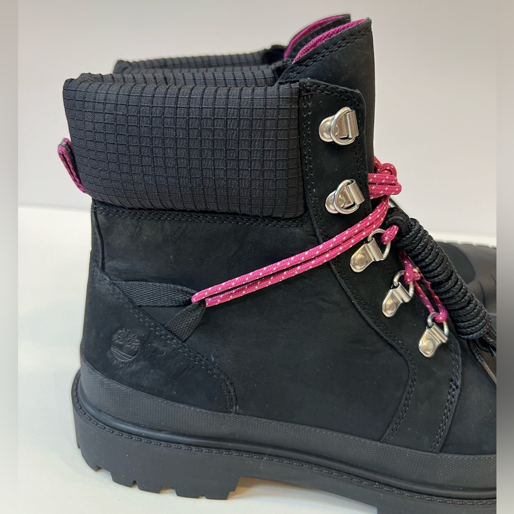 NWOT Timberland Black Leather Boots with Pink and Black Lace Options Included - Picture 6 of 15